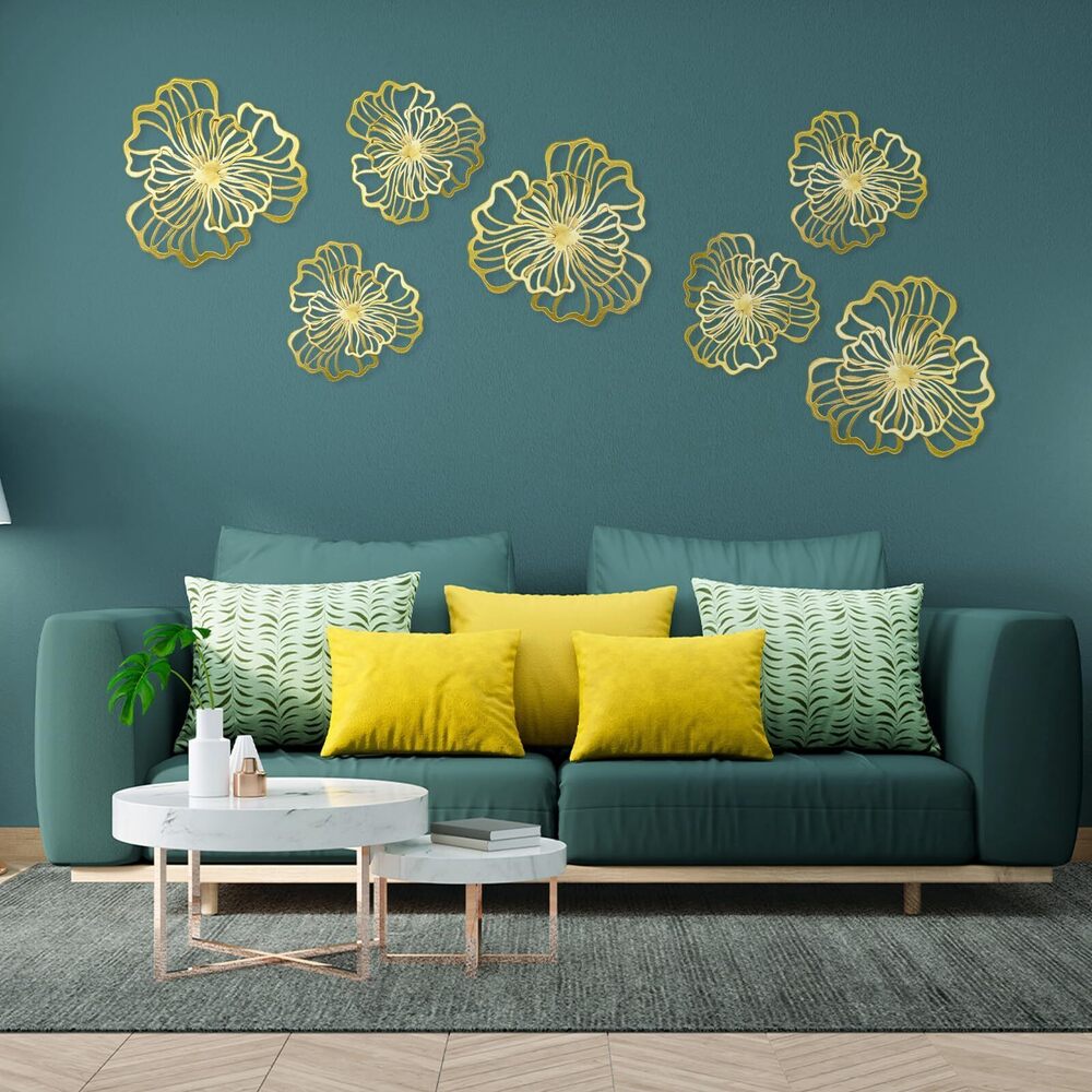 2308 7 Piece Metal Wall Decor for Living Room, Boho Double Layered Iron